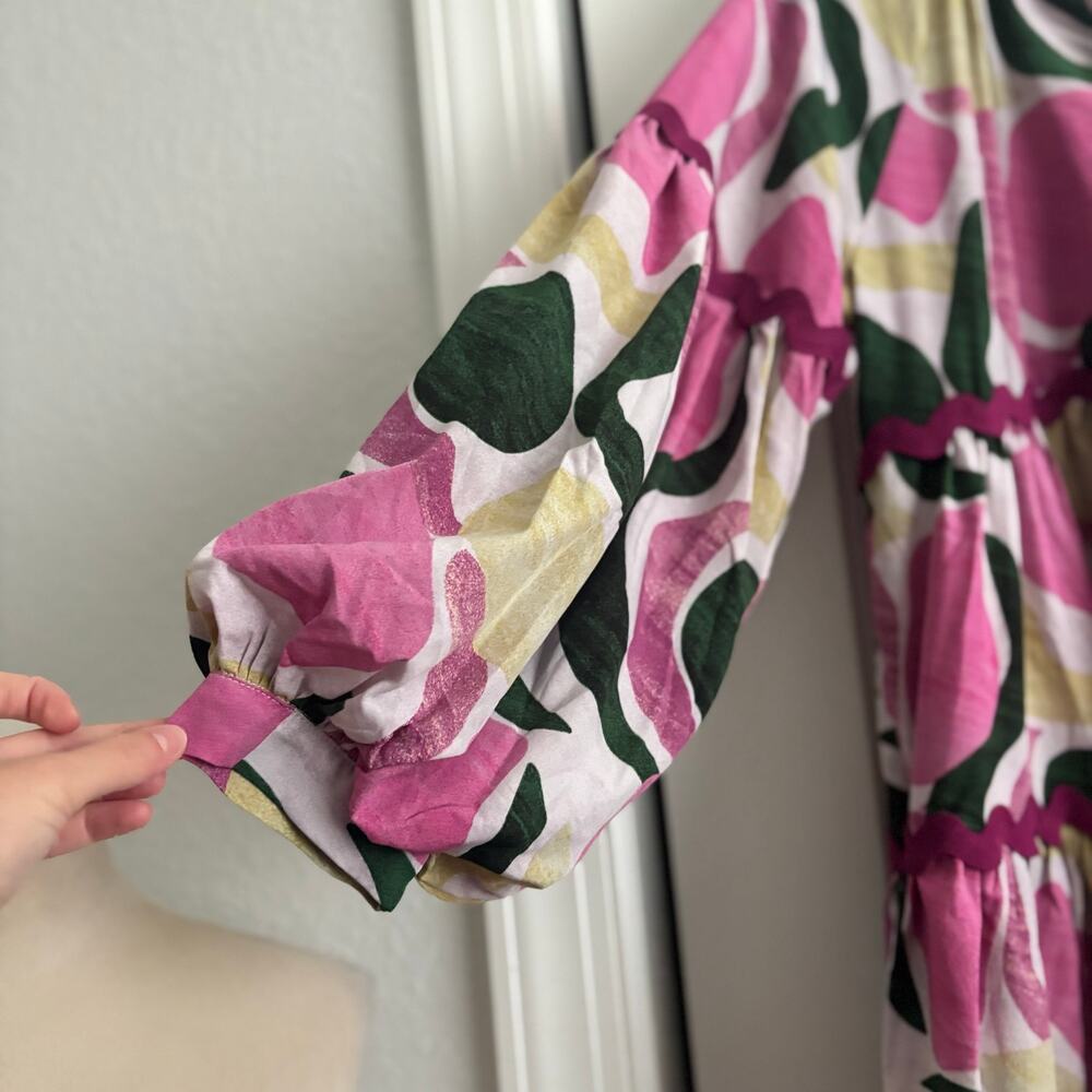 Pink Abstract Print Ruffle-Tier Mini Dress - Picture 7 of 13